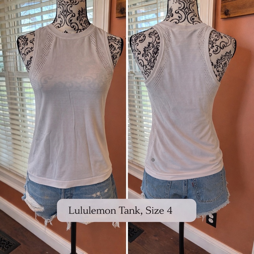 Lululemon Perforated Training Tank Size 4 White Athletic Workout Top